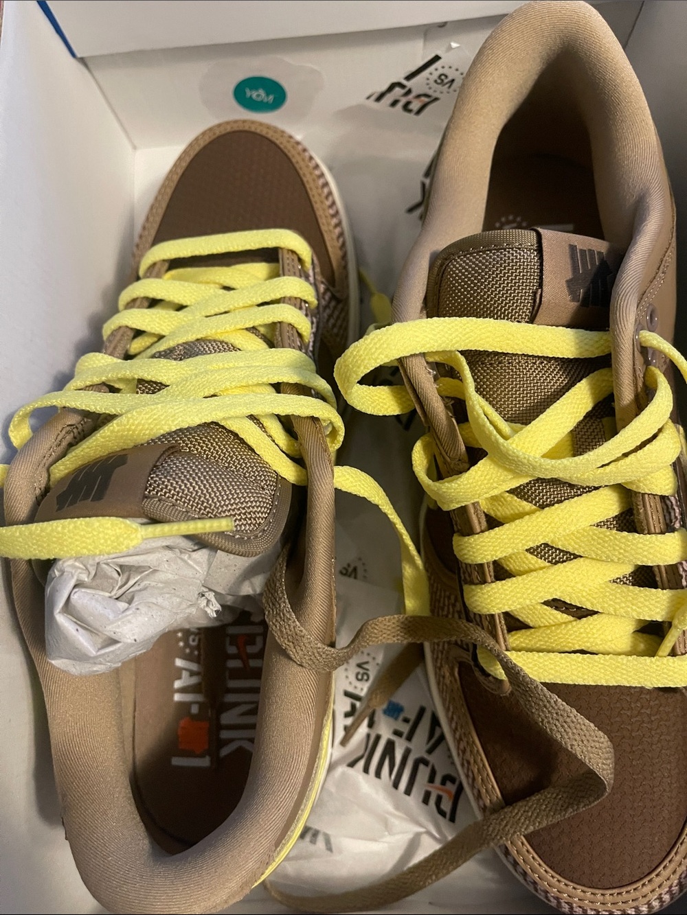Nike Dunk low AP/UNDFTD Brown and Neon Yellow Low-Top Athletic Sneakers